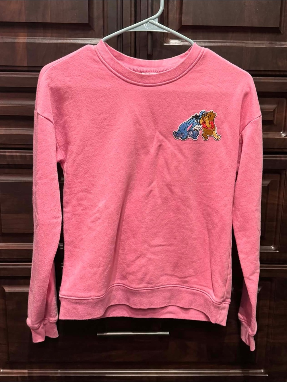 Athletic Works Pink Crewneck with Winnie the Pooh & Eeyore Patch JUNIORS XL